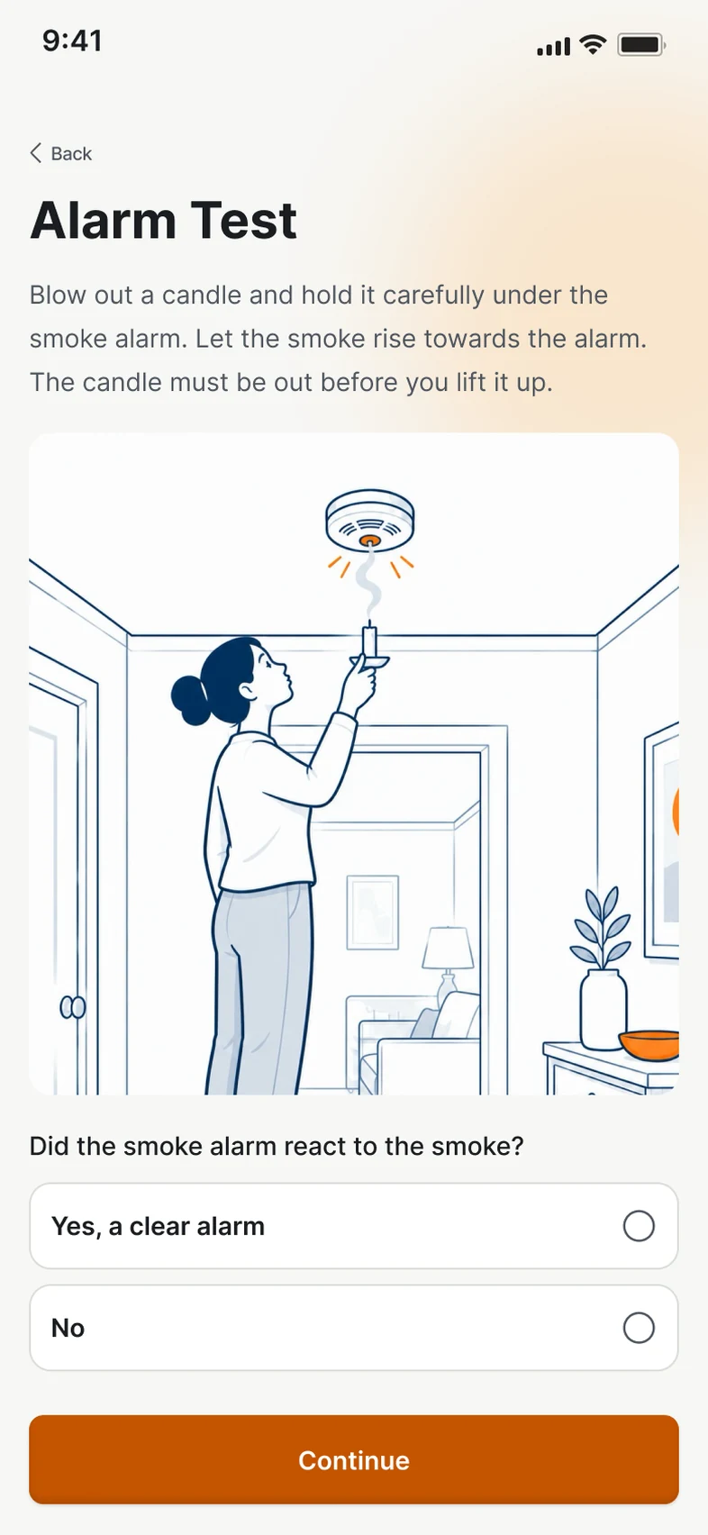 Alarm Test in FireHub Personal on the phone.